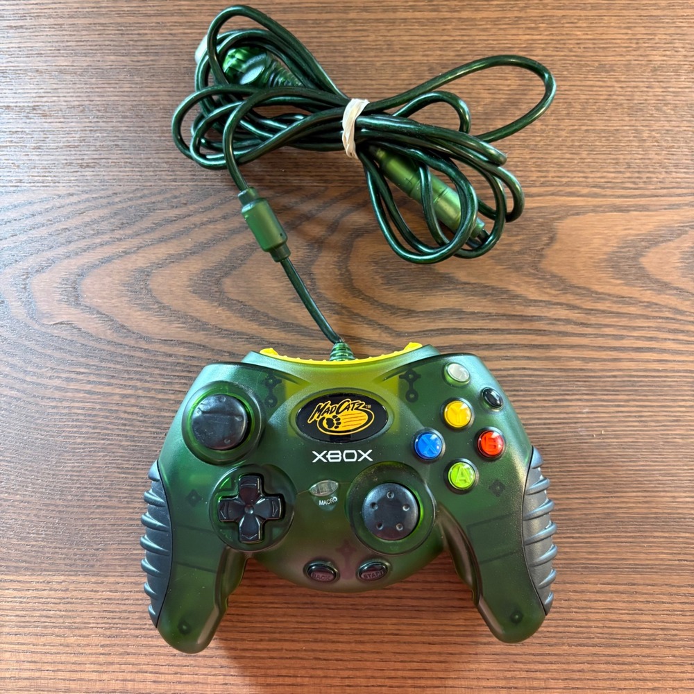 Mad Catz Control Pad Pro Xbox Original Green Good Translucent Wired Controller
